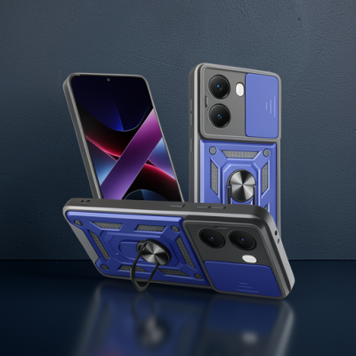 Xiaomi Poco X7 Pro Kılıf Pars Lens Yüzüklü Silikon - Lacivert