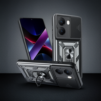 Xiaomi Poco X7 Pro Kılıf Pars Lens Yüzüklü Silikon - Siyah
