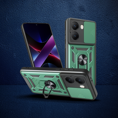 Xiaomi Poco X7 Pro Kılıf Pars Lens Yüzüklü Silikon - Yeşil