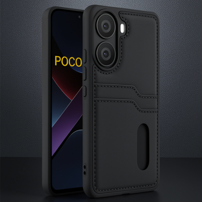 Xiaomi Poco X7 Pro Kılıf Sara Kartvizitli Deri Kılıf - Siyah