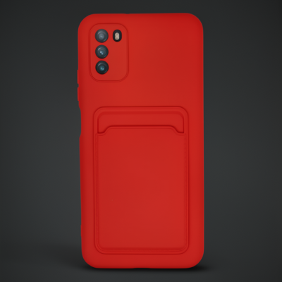 Xiaomi Pocophone M3 Kılıf Kelvin Kartvizitli Silikon - Kırmızı