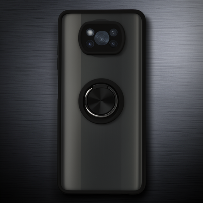 Xiaomi Pocophone X3 Kılıf Montreal Yüzüklü Silikon Kapak - Siyah