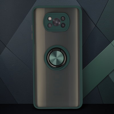 Xiaomi Pocophone X3 Kılıf Montreal Yüzüklü Silikon Kapak - Yeşil