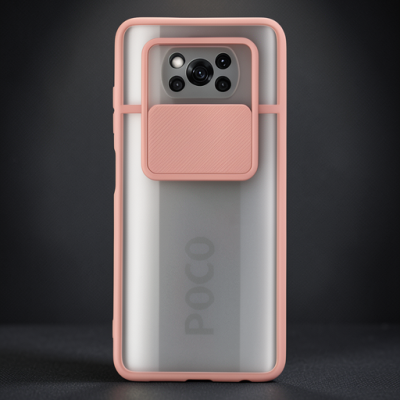 Xiaomi Pocophone X3 Kılıf Palm Buzlu Kamera Sürgülü Silikon - Pembe