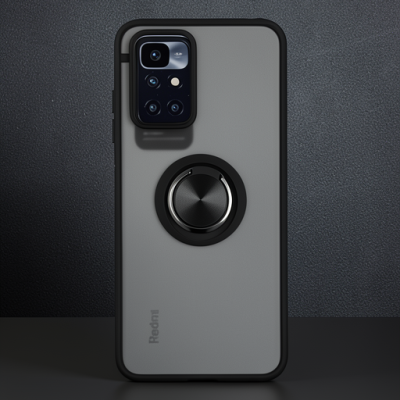 Xiaomi Redmi 10 2022 Kılıf Montreal Yüzüklü Silikon Kapak - Siyah