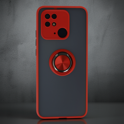 Xiaomi Redmi 10c Kılıf Montreal Yüzüklü Silikon Kapak - Kırmızı