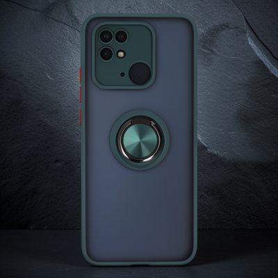 Xiaomi Redmi 10c Kılıf Montreal Yüzüklü Silikon Kapak - Yeşil