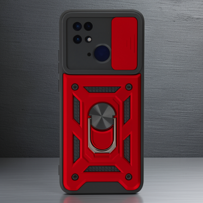 Xiaomi Redmi 10c Kılıf Pars Lens Yüzüklü Silikon - Kırmızı