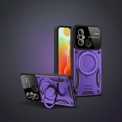 Xiaomi Redmi 12c Kılıf Joy Lens Standlı Kapak - Mor