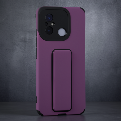 Xiaomi Redmi 12c Kılıf Mega Standlı Silikon - Mor