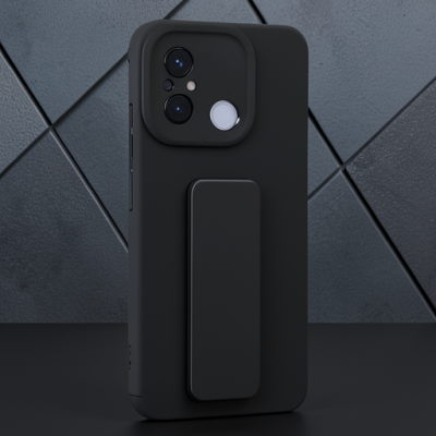 Xiaomi Redmi 12c Kılıf Mega Standlı Silikon - Siyah