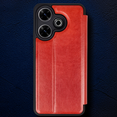 Xiaomi Redmi 13 4g Kılıf Flip Cover - Kırmızı