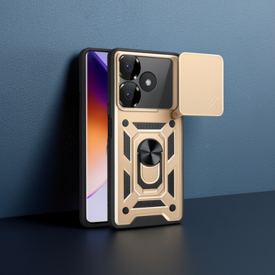 Xiaomi Redmi 13 4g Kılıf Pars Lens Yüzüklü Silikon - Gold