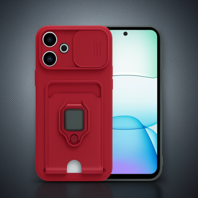 Xiaomi Redmi 13 4g Kılıf Zuma Kartvizitli Yüzüklü Silikon - Yeşil