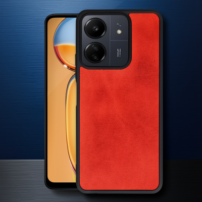 Xiaomi Redmi 13c Kılıf Aras Deri Kapak - Kırmızı