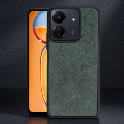 Xiaomi Redmi 13c Kılıf Aras Deri Kapak - Koyu Yeşil