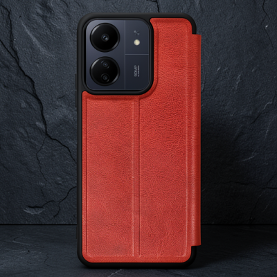Xiaomi Redmi 13c Kılıf Flip Cover - Kırmızı