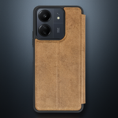 Xiaomi Redmi 13c Kılıf Flip Cover - Taba