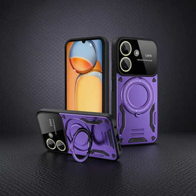 Xiaomi Redmi 13c Kılıf Joy Lens Standlı Kapak - Mor