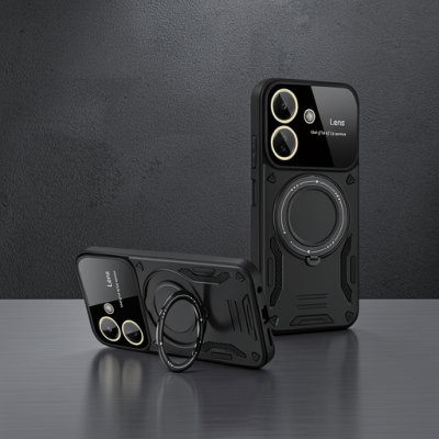 Xiaomi Redmi 13c Kılıf Joy Lens Standlı Kapak - Siyah