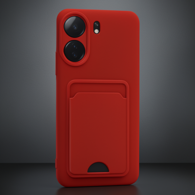Xiaomi Redmi 13c Kılıf Kelvin Kartvizitli Silikon - Kırmızı