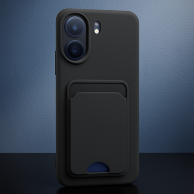 Xiaomi Redmi 13c Kılıf Kelvin Kartvizitli Silikon - Siyah