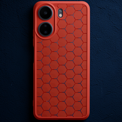 Xiaomi Redmi 13c Kılıf Petek Silikon Kapak - Kırmızı