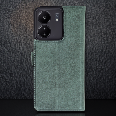 Xiaomi Redmi 13c Kılıf Trend S Plus Kapaklı Kılıf - Yeşil