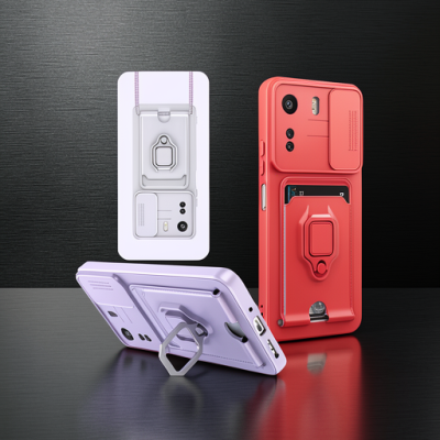 Xiaomi Redmi 13c Kılıf Zuma Kartvizitli Yüzüklü Silikon - Lila