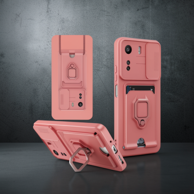 Xiaomi Redmi 13c Kılıf Zuma Kartvizitli Yüzüklü Silikon - Pembe