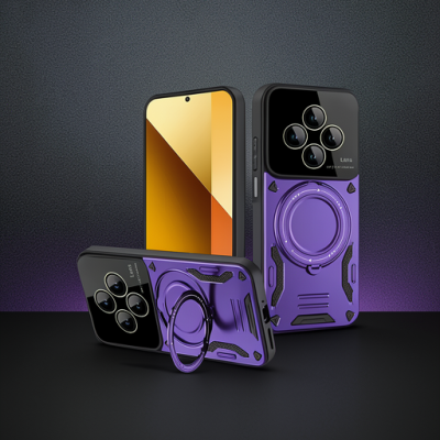 Xiaomi Redmi 14c Kılıf Joy Lens Standlı Kapak - Mor