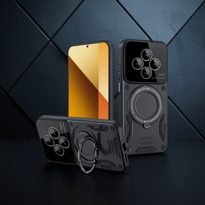 Xiaomi Redmi 14c Kılıf Joy Lens Standlı Kapak - Siyah