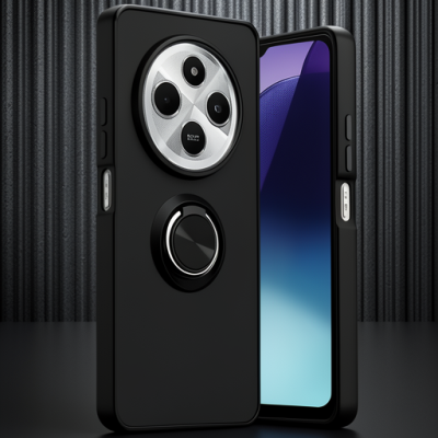 Xiaomi Redmi 14c Kılıf Montreal Yüzüklü Silikon Kapak - Siyah