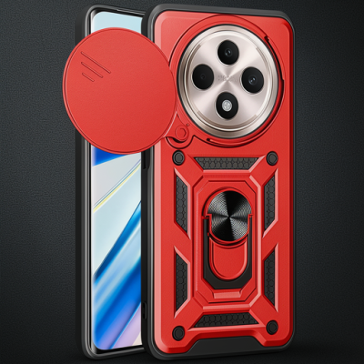 Xiaomi Redmi 14c Kılıf Pars Lens Yüzüklü Silikon - Kırmızı