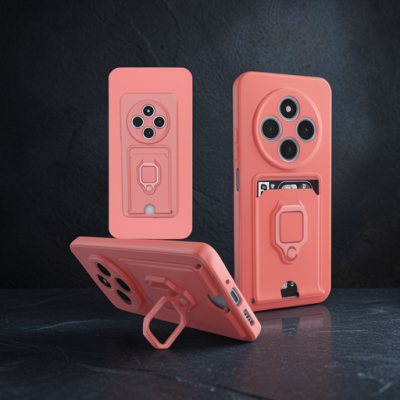 Xiaomi Redmi 14c Kılıf Zuma Kartvizitli Yüzüklü Silikon - Pembe