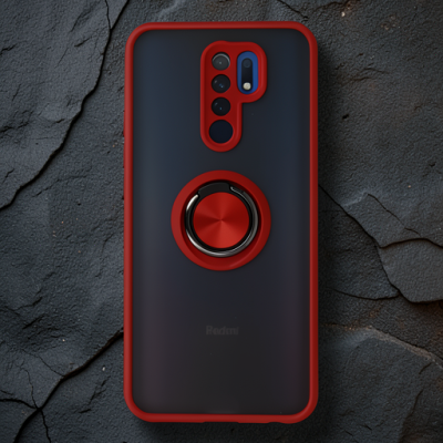 Xiaomi Redmi 9 Kılıf Montreal Yüzüklü Silikon Kapak - Kırmızı