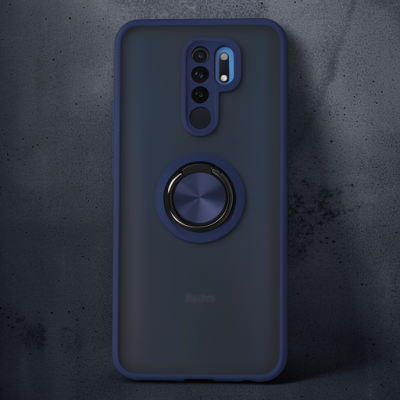 Xiaomi Redmi 9 Kılıf Montreal Yüzüklü Silikon Kapak - Lacivert