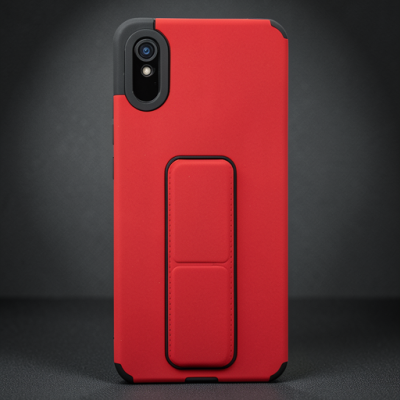 Xiaomi Redmi 9a Kılıf Mega Standlı Silikon - Kırmızı