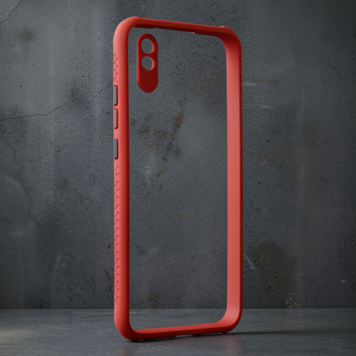 Xiaomi Redmi 9a Kılıf Miami Şeffaf Silikon - Kırmızı