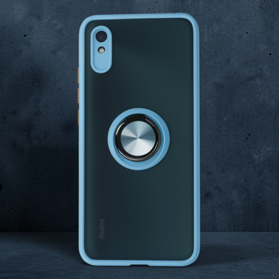 Xiaomi Redmi 9a Kılıf Montreal Yüzüklü Silikon Kapak - Buz Mavi