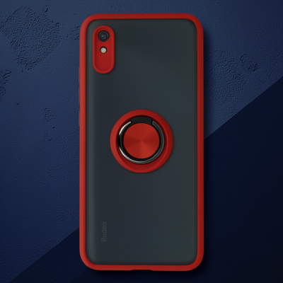 Xiaomi Redmi 9a Kılıf Montreal Yüzüklü Silikon Kapak - Kırmızı