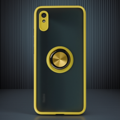 Xiaomi Redmi 9a Kılıf Montreal Yüzüklü Silikon Kapak - Sarı