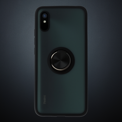 Xiaomi Redmi 9a Kılıf Montreal Yüzüklü Silikon Kapak - Siyah