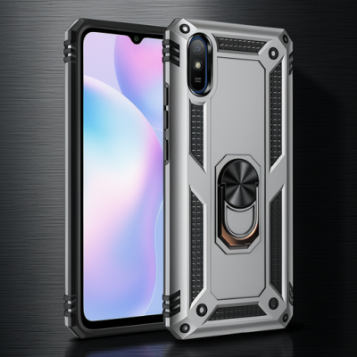 Xiaomi Redmi 9a Kılıf Sofya Yüzüklü Silikon Kapak - Gümüş