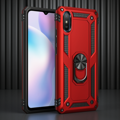 Xiaomi Redmi 9a Kılıf Sofya Yüzüklü Silikon Kapak - Kırmızı