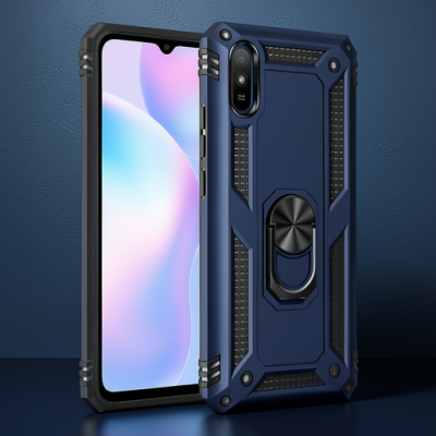 Xiaomi Redmi 9a Kılıf Sofya Yüzüklü Silikon Kapak - Lacivert