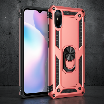 Xiaomi Redmi 9a Kılıf Sofya Yüzüklü Silikon Kapak - Rose