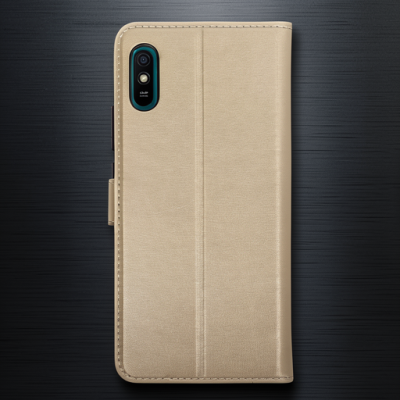Xiaomi Redmi 9a Kılıf Trend S Plus Kapaklı Kılıf - Gold