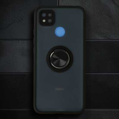 Xiaomi Redmi 9c Kılıf Montreal Yüzüklü Silikon Kapak - Siyah