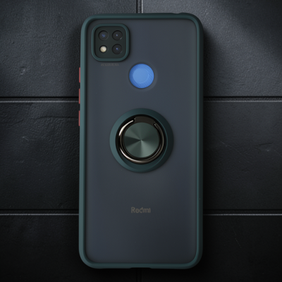 Xiaomi Redmi 9c Kılıf Montreal Yüzüklü Silikon Kapak - Yeşil